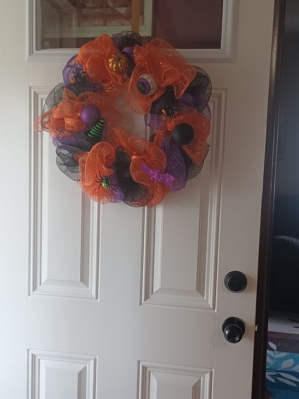 Halloween Decorative Mesh Wreath - Orange, Black & Purple